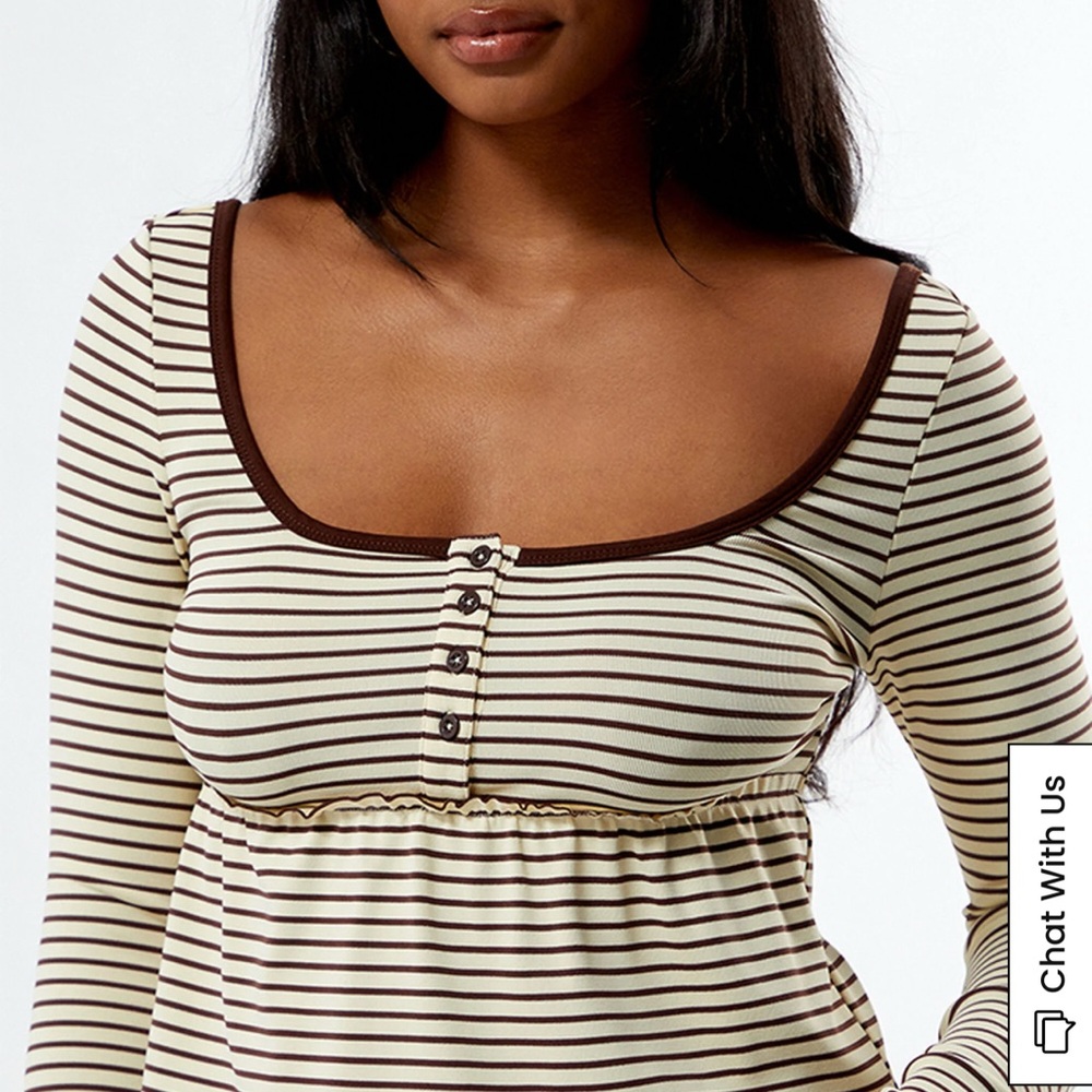PacSun Striped Long Sleeve Babydoll Shirt